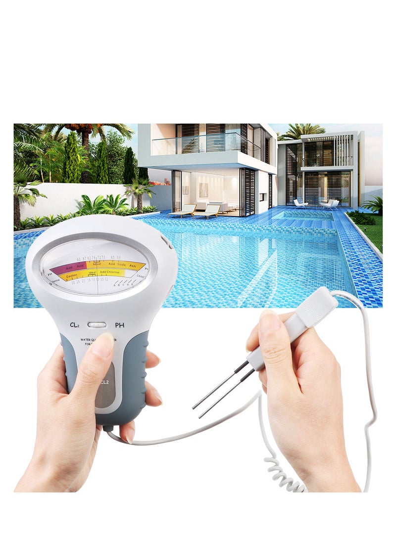 Water Quality Testing Device, pH Tester Water Chlorine Measuring Tool for Swimming Pool