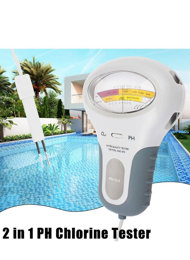 Water Quality Testing Device, pH Tester Water Chlorine Measuring Tool for Swimming Pool