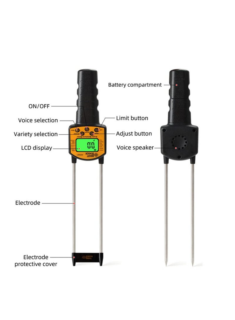 AR991 Grain Moisture Meter Hygrometer Digital Moisture Meter For Corn Wheat Rice Bean Wheat Flour Fodder Rapeseed Seed