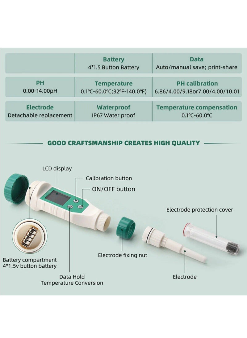 YY-1030 Smart Bluetooth pH Meter, Water Quality Tester Pen, Mobile APP Control, for Soil/Cosmetic/Food/Cheese/Meat Fruit/Dough/Baby Food Supplement