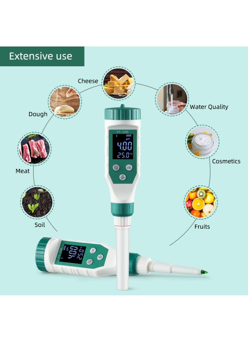 YY-1030 Smart Bluetooth pH Meter, Water Quality Tester Pen, Mobile APP Control, for Soil/Cosmetic/Food/Cheese/Meat Fruit/Dough/Baby Food Supplement