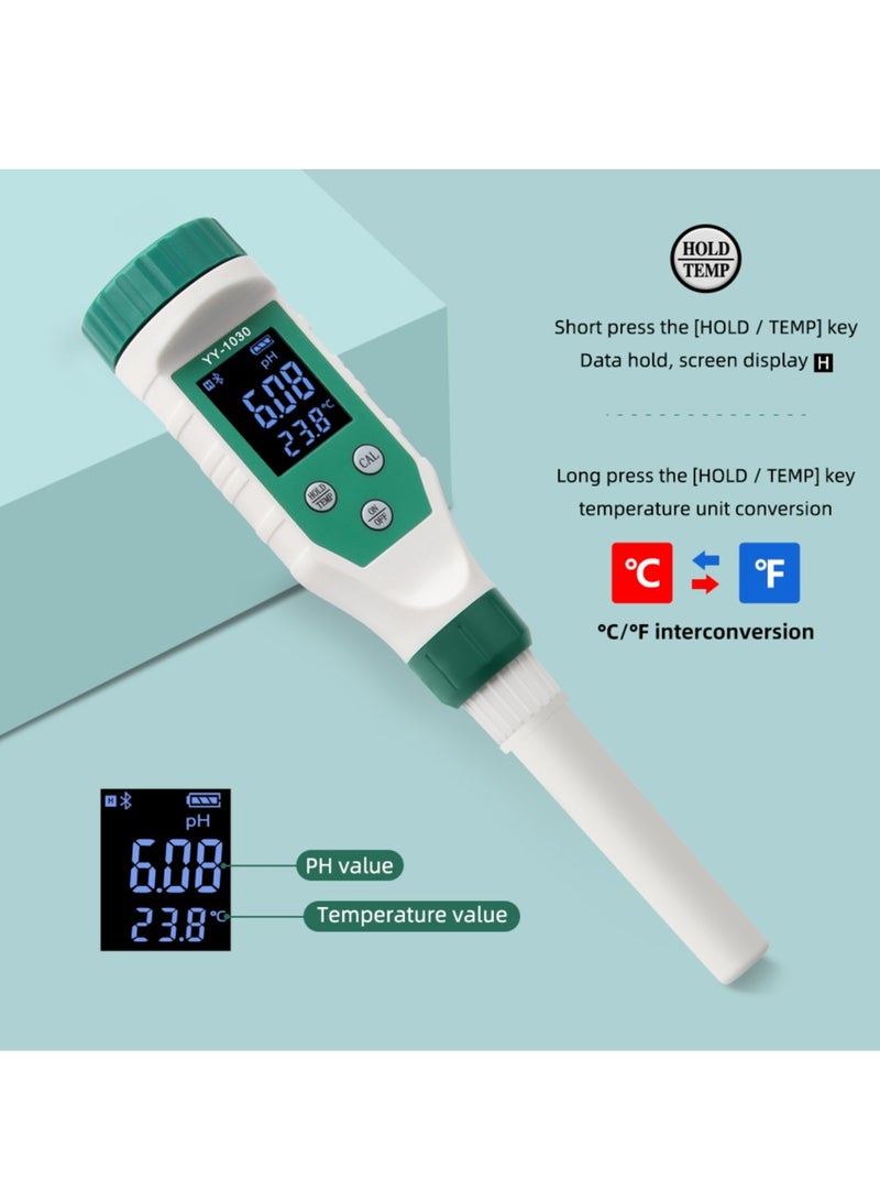 YY-1030 Smart Bluetooth pH Meter, Water Quality Tester Pen, Mobile APP Control, for Soil/Cosmetic/Food/Cheese/Meat Fruit/Dough/Baby Food Supplement