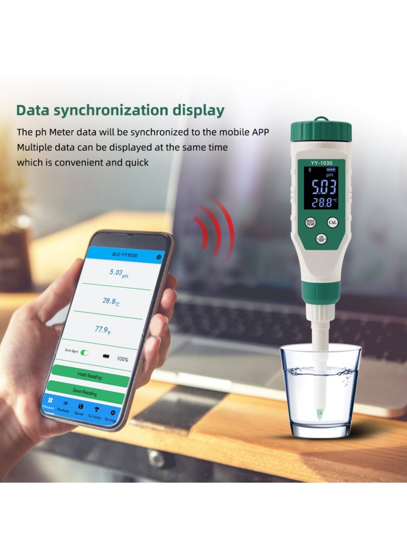 YY-1030 Smart Bluetooth pH Meter, Water Quality Tester Pen, Mobile APP Control, for Soil/Cosmetic/Food/Cheese/Meat Fruit/Dough/Baby Food Supplement