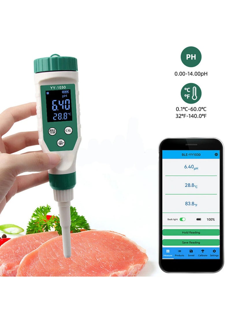 YY-1030 Smart Bluetooth pH Meter, Water Quality Tester Pen, Mobile APP Control, for Soil/Cosmetic/Food/Cheese/Meat Fruit/Dough/Baby Food Supplement