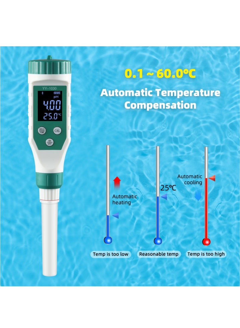 YY-1030 Smart Bluetooth pH Meter, Water Quality Tester Pen, Mobile APP Control, for Soil/Cosmetic/Food/Cheese/Meat Fruit/Dough/Baby Food Supplement