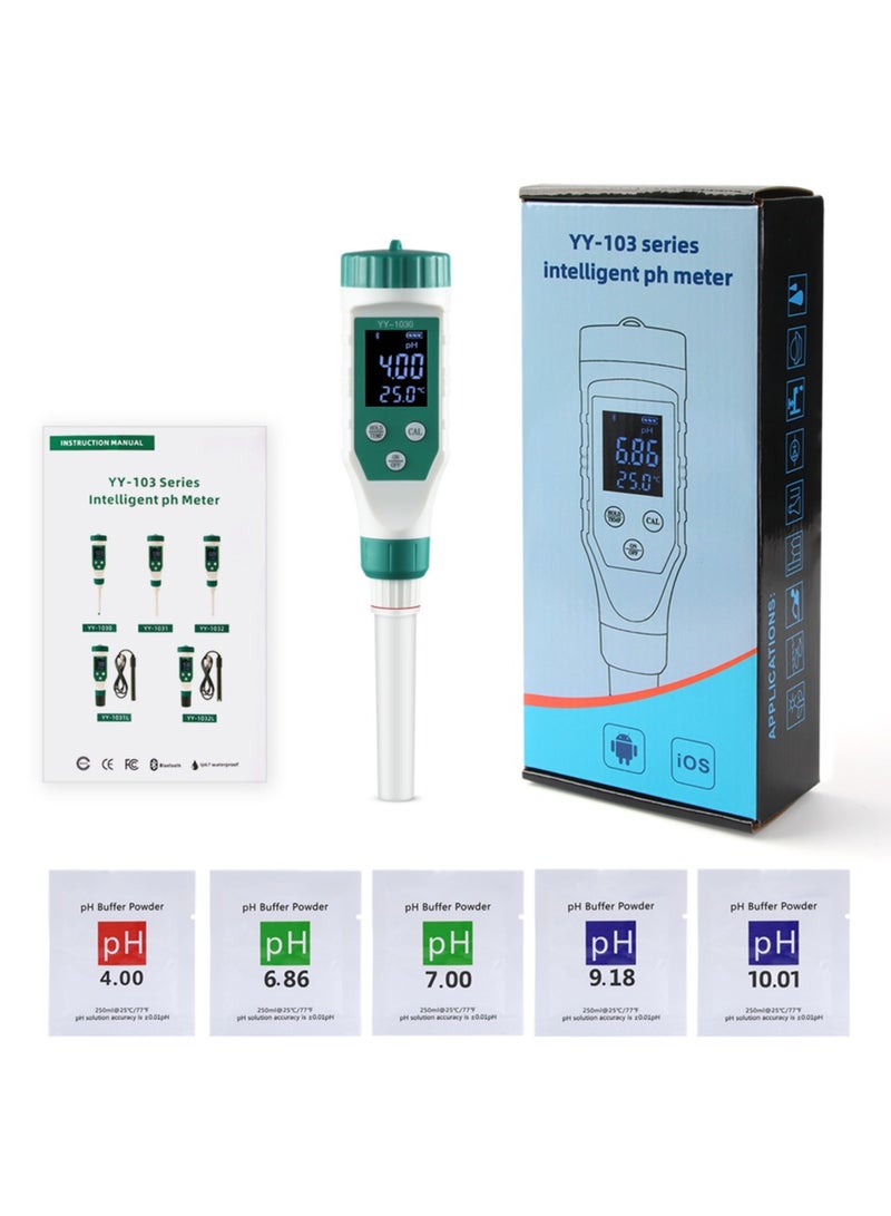 YY-1030 Smart Bluetooth pH Meter, Water Quality Tester Pen, Mobile APP Control, for Soil/Cosmetic/Food/Cheese/Meat Fruit/Dough/Baby Food Supplement