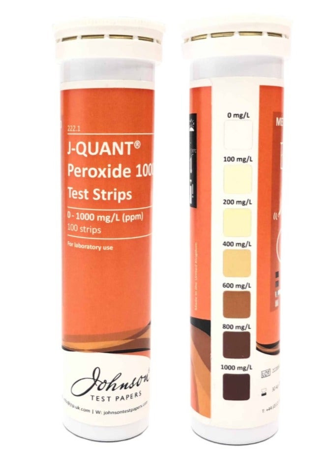 Johnson, Peroxide Test Strips, 222.1, J-Quant, 0 to 1000 PPM, 100/Bottle