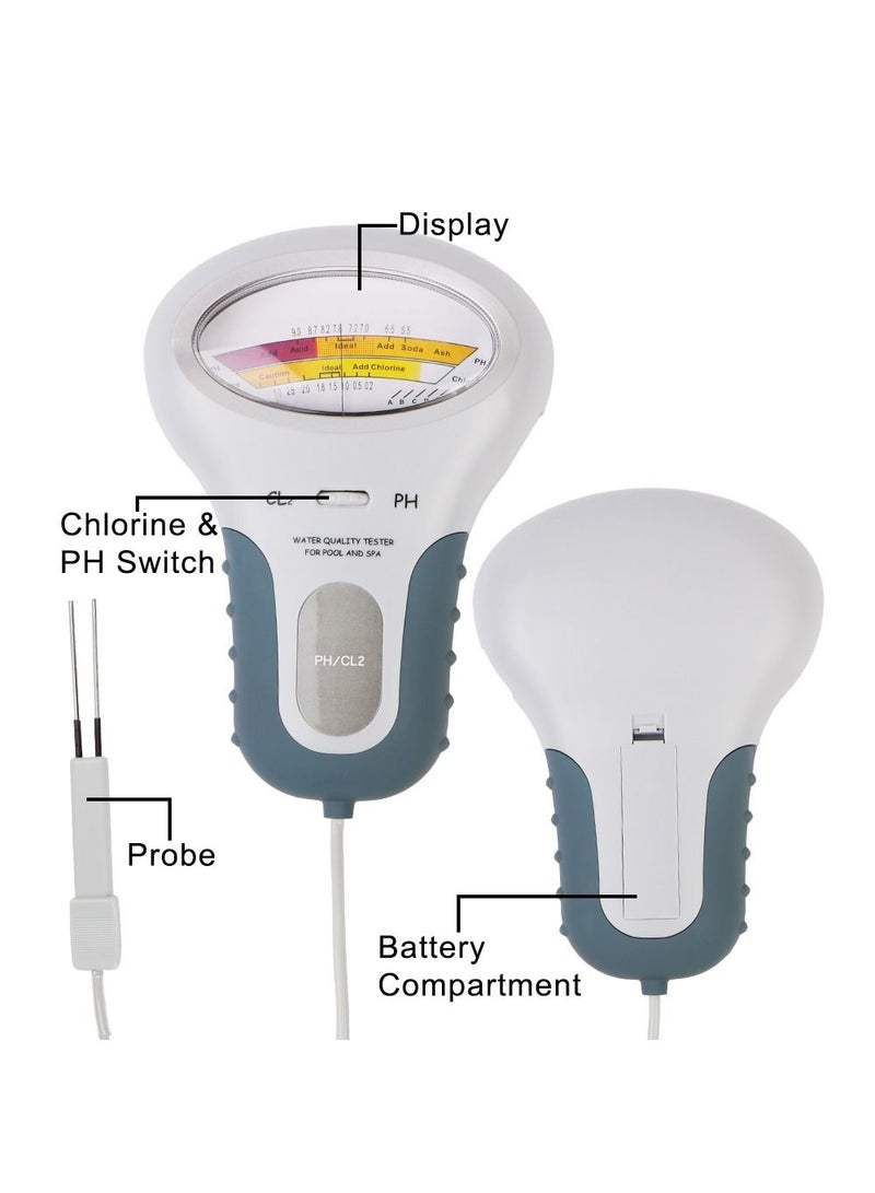 Water Quality Testing Device, pH Tester Water Chlorine Measuring Tool for Swimming Pool