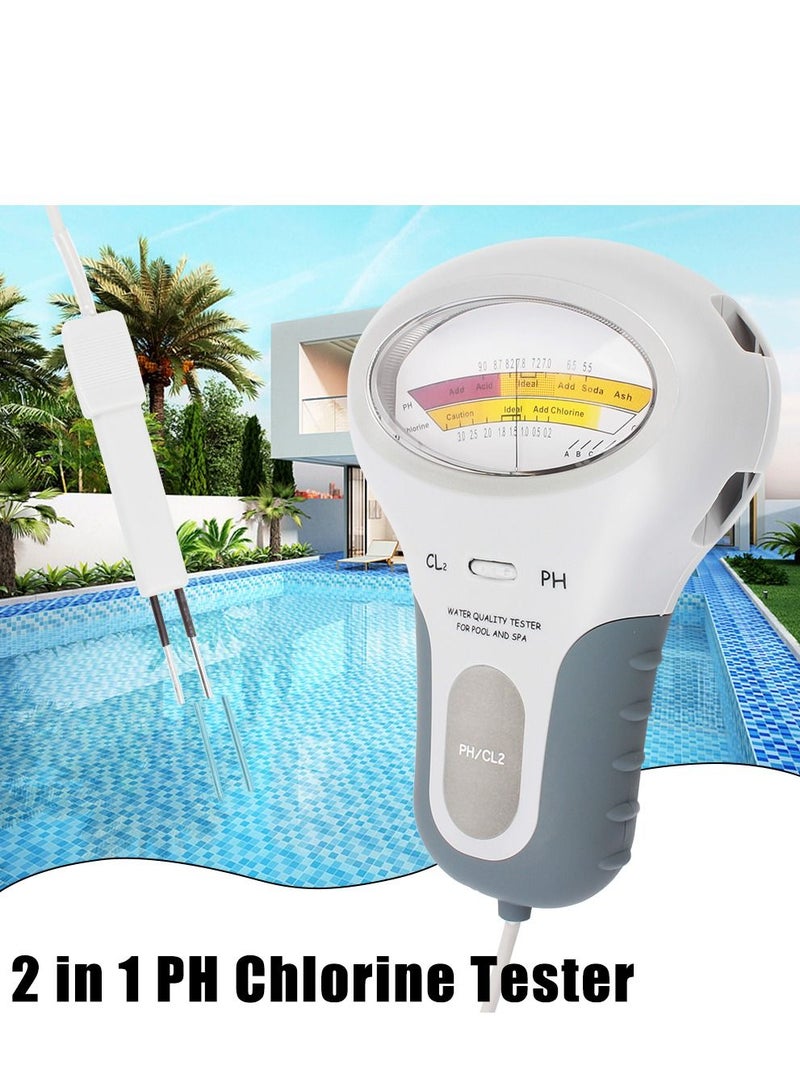 Water Quality Testing Device, pH Tester Water Chlorine Measuring Tool for Swimming Pool