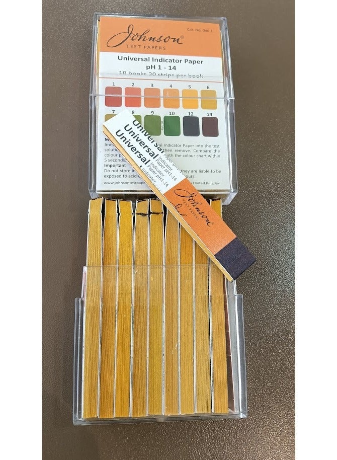 046.1 Johnson, Universal Indicator Paper pH 1 - 14, 200 Strips/Pack