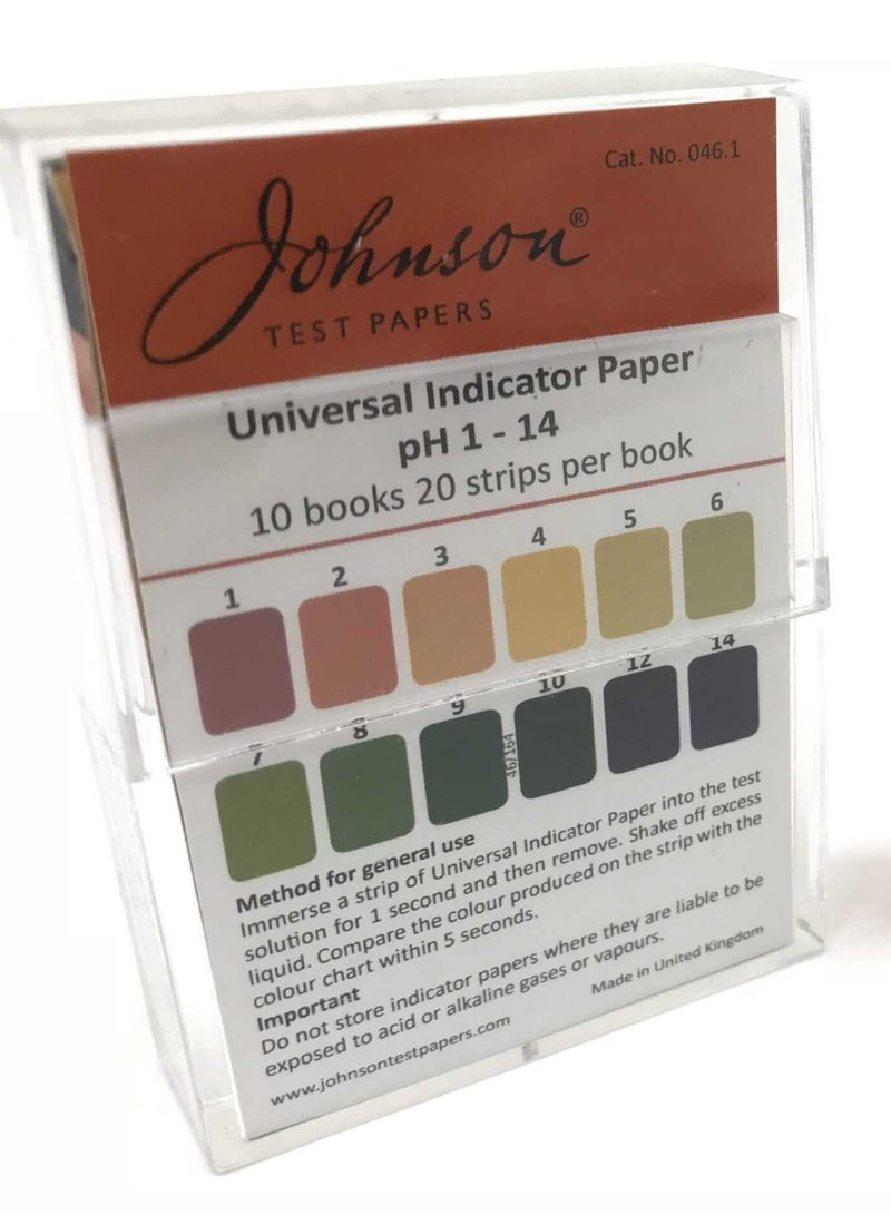 046.1 Johnson, Universal Indicator Paper pH 1 - 14, 200 Strips/Pack