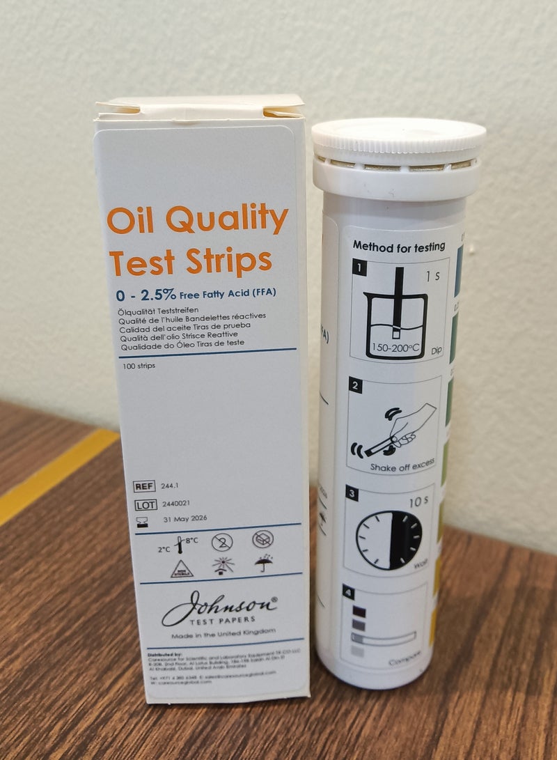 Johnson, J-Quant Free Fatty Acids Oil Test Strips, 2.5 Percentage, 100/Bottle