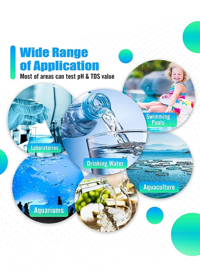 5 in 1 Water Quality Tester，Digital PH Meter PH/EC/TDS/Salinity/Thermometer for Water, Fish Tank,Pools and Hydroponics