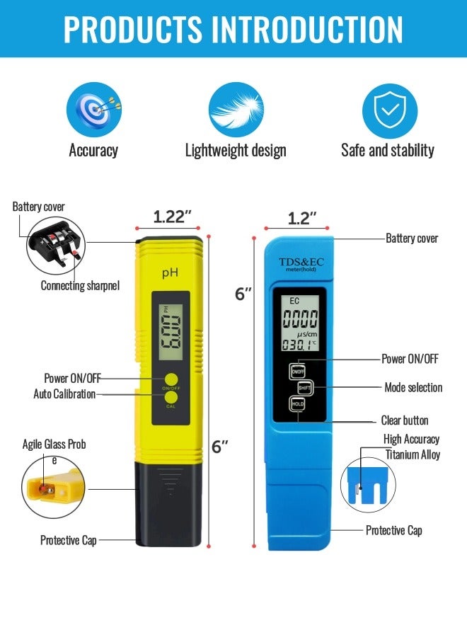 Digital PH Meter, 3-in-1 TDS EC and Temperature Meter, Plant Soil MoistureTester Kit for Home, Garden and Hydroponics