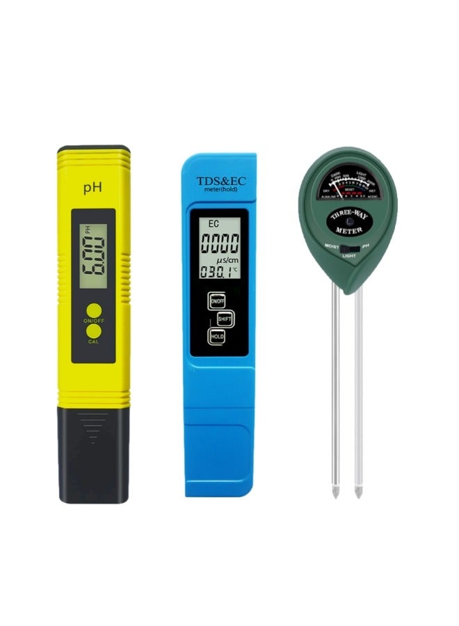 Digital PH Meter, 3-in-1 TDS EC and Temperature Meter, Plant Soil MoistureTester Kit for Home, Garden and Hydroponics