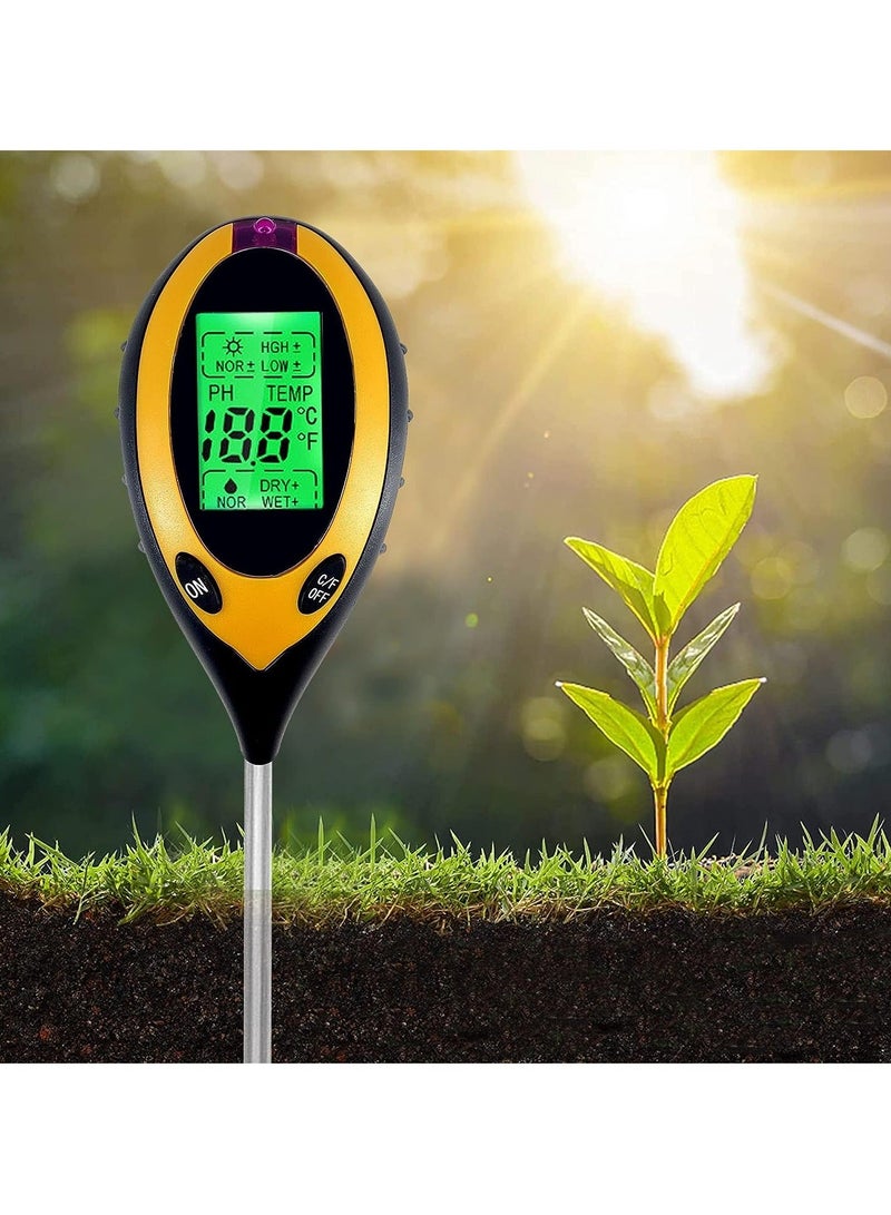 Soil Moisture Meter, Plant Water Monitor 4-in-1 with pH Tester Meter, Gardening Tool Kits for Plant Care, Great for Garden, Lawn, Farm, Indoor & Outdoor Use