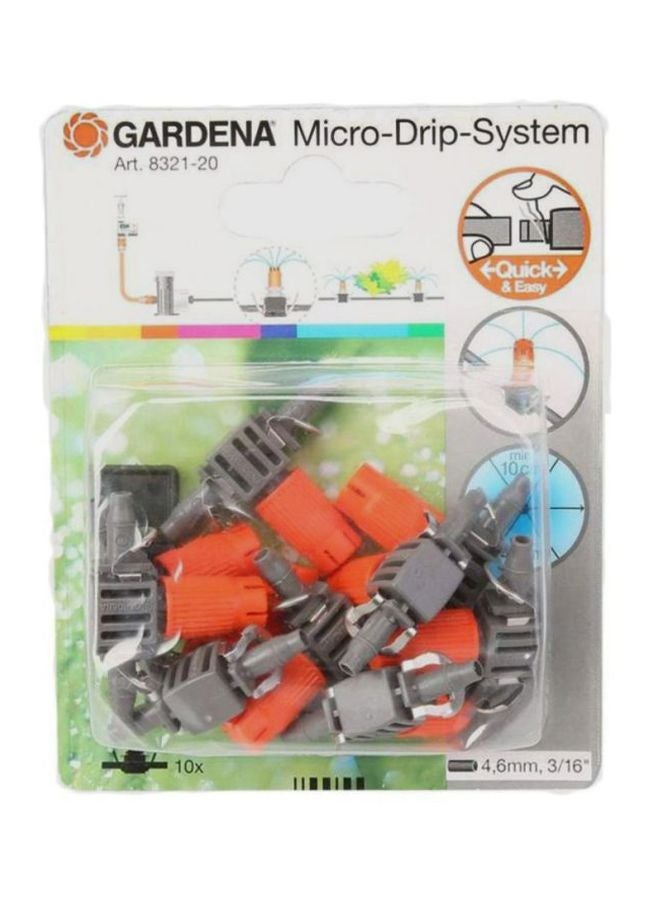 10-Piece Micro Drip System Inline-Bubbler Set Grey/Orange