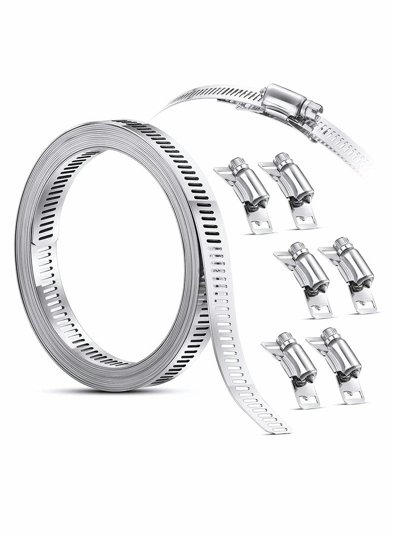 8 Feet Hoses Clamps Fasteners Worm Stainless Steel Large Hose Drive Adjustable Pipe for Intercooler Tube and Fuel Line