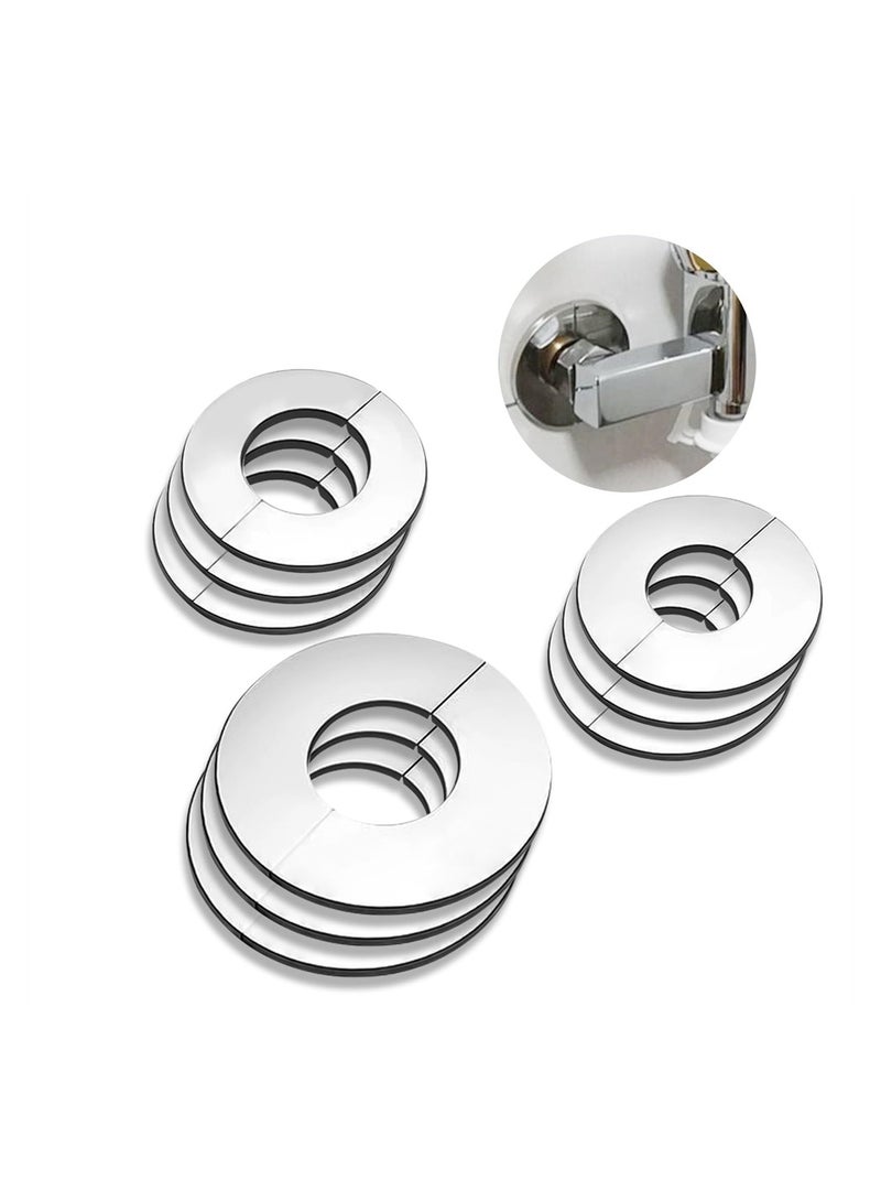 Decorative Faucet Cover Pipe Covers, Escutcheon Plate Pack of 9, Stainless Steel Plumbing Cover Plates, Self Adhesive Water Pipe Cover for 24mm 34mm 52mm Diameter Pipe