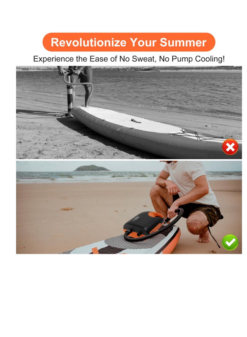 Electric SUP Pump, 20PSI Paddleboard Air Pump with Auto-Stop, Rechargeable SUP Electric Inflator, 12V DC Car Connector, Ideal for Paddle Boards, Air Tents & Awnings