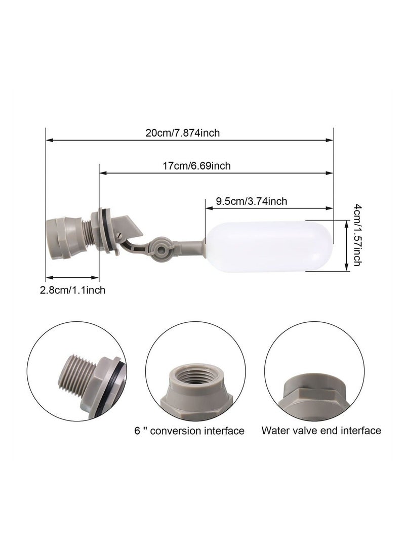 Float Ball Valve, 1/2 Inch Mini Plastic Water Float Ball Valve with Adjustable Arm for Automatic Water Level Control of Water Tank (4 Pack)
