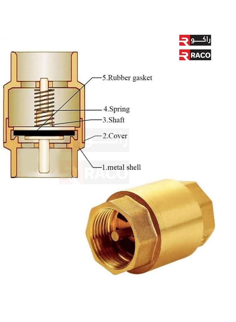 Spring Type Pegler Brass Check Valve, Prevent One Way Backflow, Fit for Garden Repair, Pump, Water Heater, Fountain etc