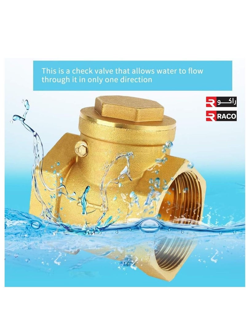 Pegler Brass Check Valve, Prevent One Way Backflow, Fit for Garden Repair, Pump, Water Heater, Fountain etc.- Swing Type