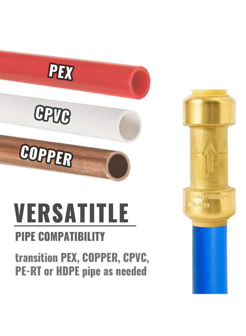 SYOSI 2Pcs 1/2 Inch Push-to-Connect Check Valve, Push Fit Plumbing Fittings with Disconnect Clip, No Lead Brass Check Valve for Copper, PE-RT, CPVC Pipe