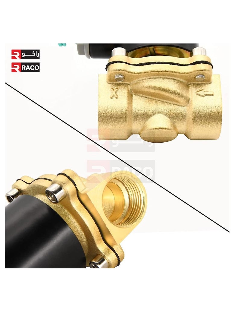 Brass Electric Two Position Two Way Solenoid Valve Direct‑Acting Air Valve Normally Colsed for Water Air Gas Fuel Oil