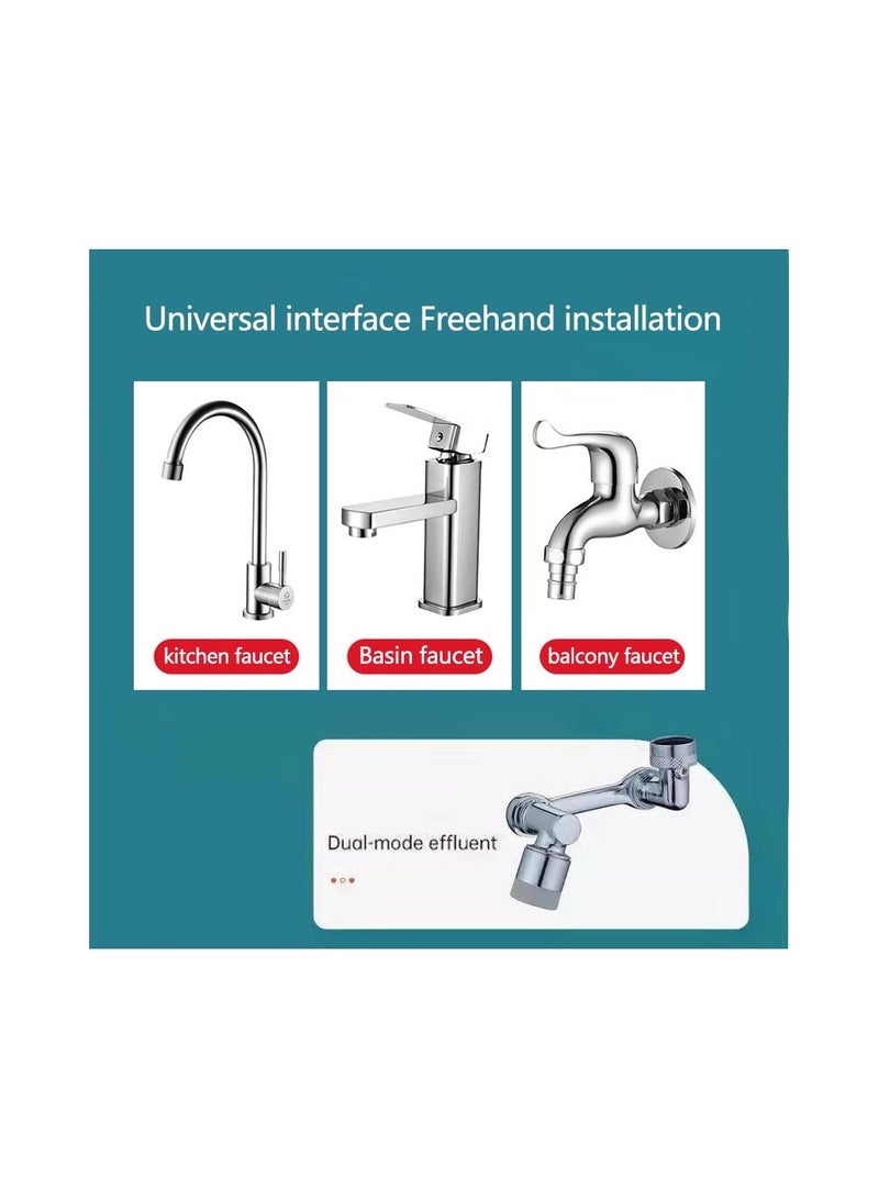 1-Piece Robotic Arm 1800 Degree Rotating Universal Faucet, Double Adjustment Multi-function Faucet Extender, Splash-Proof Multi-Joint Faucet