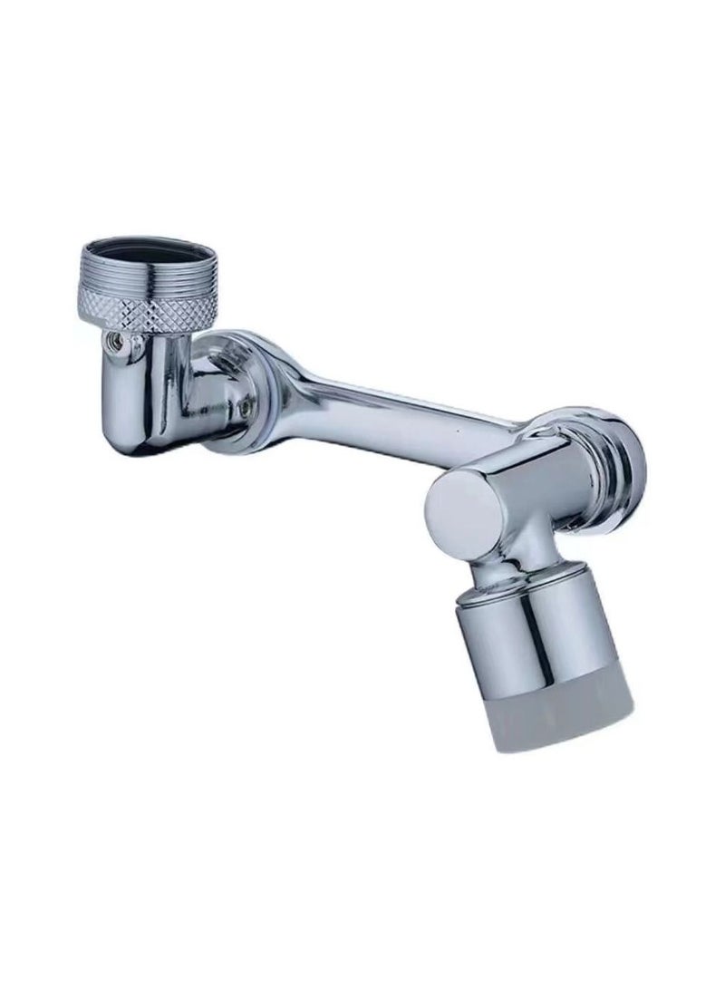 1-Piece Robotic Arm 1080 Degree Rotating Universal Faucet, Double Adjustment Multi-function Faucet Extender, Splash-Proof Multi-Joint Faucet,Colour Silver