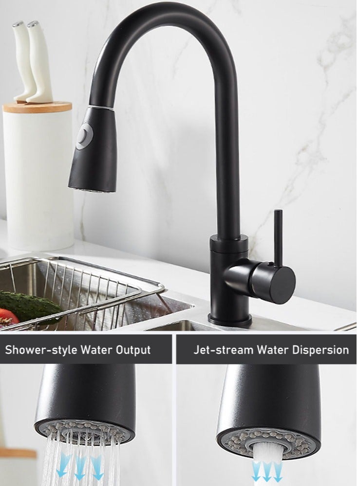 Single Handle High Arc Kitchen Faucet with Pull Down Sprayer, Stainless Steel Modern Faucet, 360° Swivel Spout