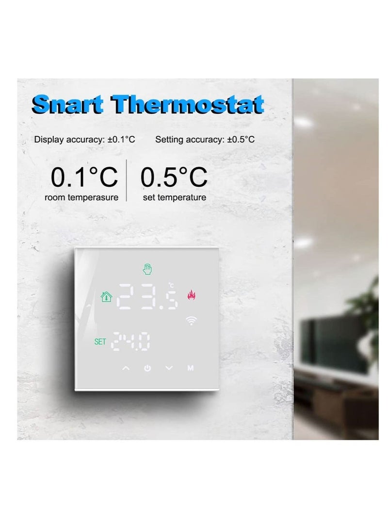 Smart Thermostat, Programmable Temperature Controller, Support WiFi connection and touch screen, for Electric Heating/Gas Boiler, Save Energy and Costs (White)