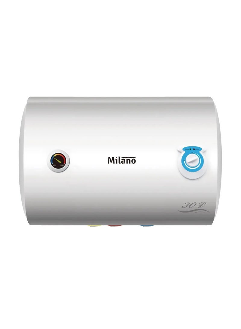 Milano Electric Water Heater Horizontal Shape Energy Saver Instant Water Heater White 30 Liter