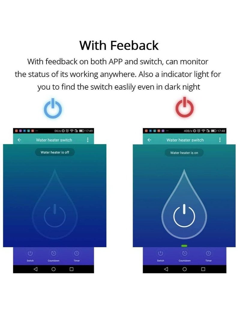 Smart Water Heater Switch Wi-Fi Boiler - Touch & Wireless Timer Remote Control