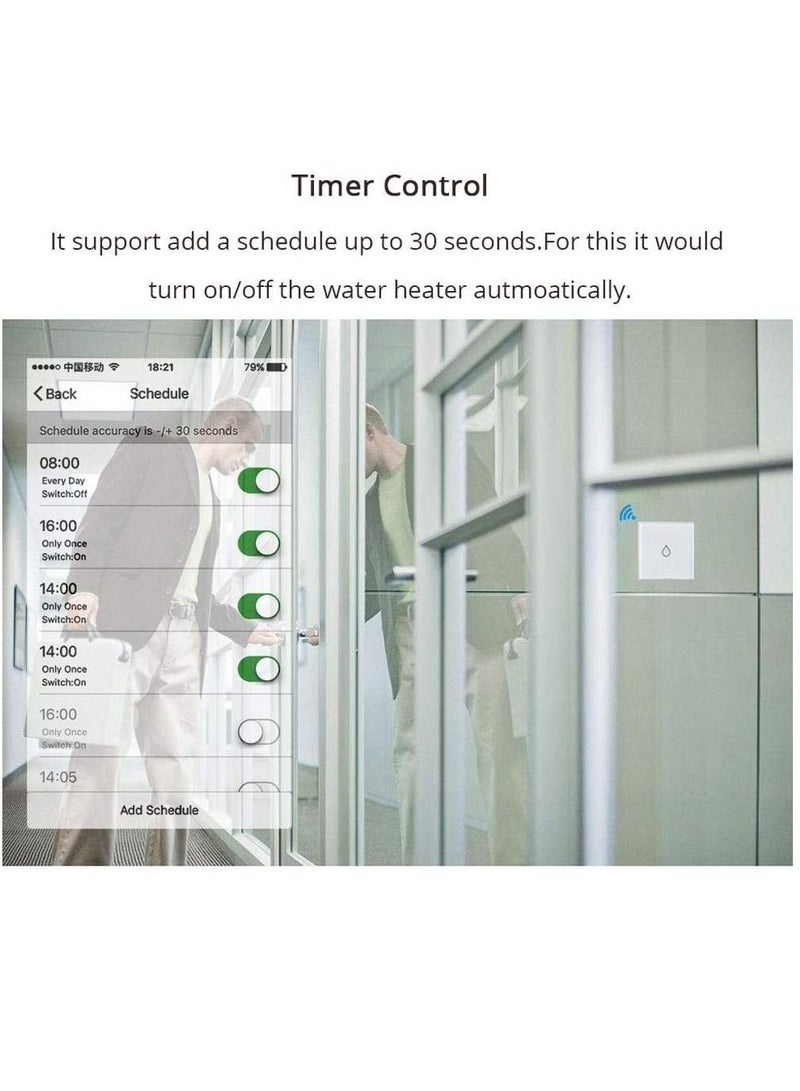 Smart Water Heater Switch Wi-Fi Boiler - Touch & Wireless Timer Remote Control