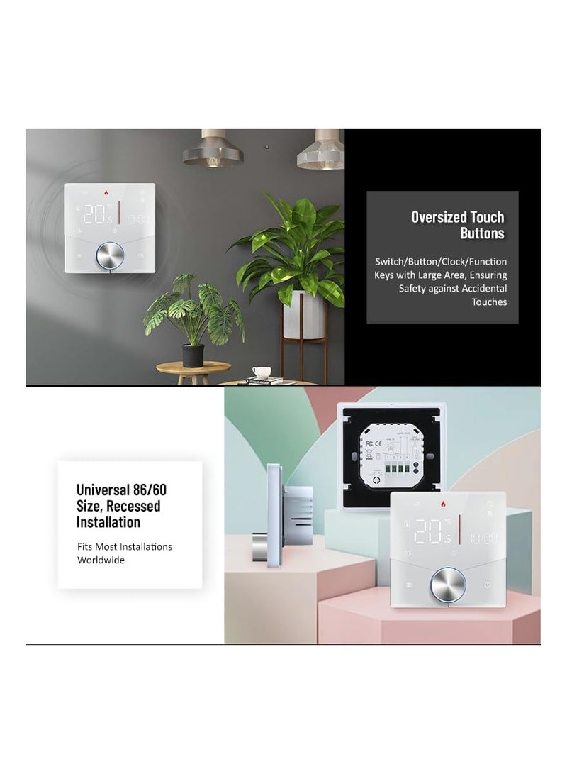 Smart Thermostat for Underfloor Electric Heating/Gas Boilers, Remote Voice Control, Programmable WIFI Temperature Controller with Adjusting Wheel, Smart Home Room Thermostat, Smart Life APP Control