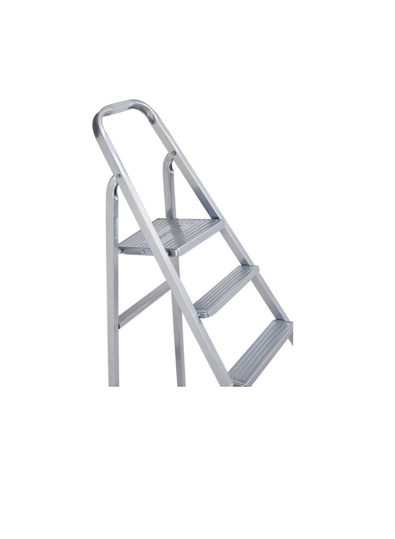 Robustline Heavy Duty Steel Ladder, Ultra Stable Folding Ladder. (8 Step, Silver)