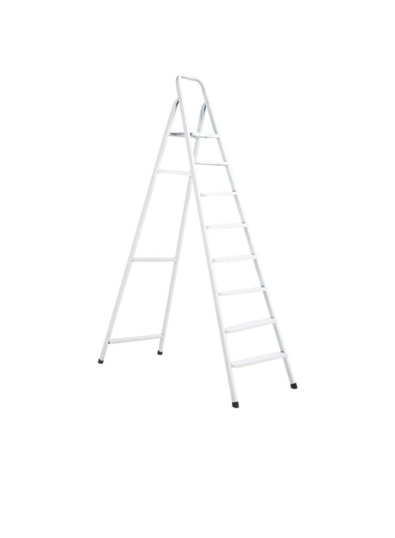 Robustline Heavy Duty Steel Ladder, Ultra Stable Folding Ladder. (9 Step, White)