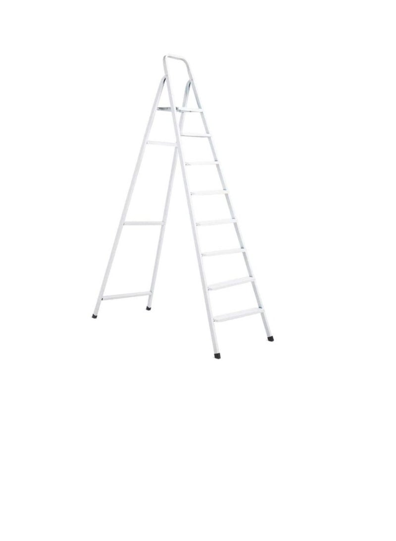 Robustline Heavy Duty Steel Ladder, Ultra Stable Folding Ladder. (9 Step, White)