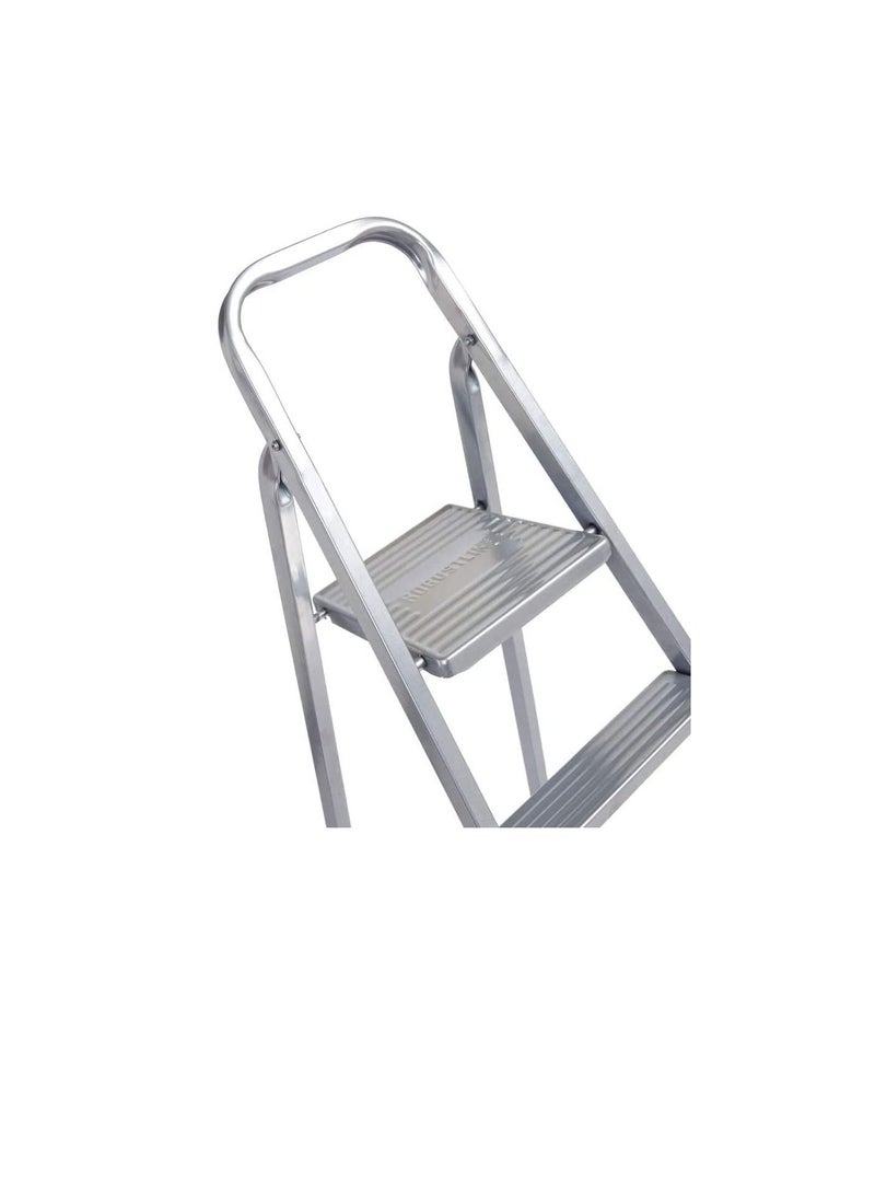 Robustline Heavy Duty Steel Ladder, Ultra Stable Folding Ladder. (5 Step, Silver)