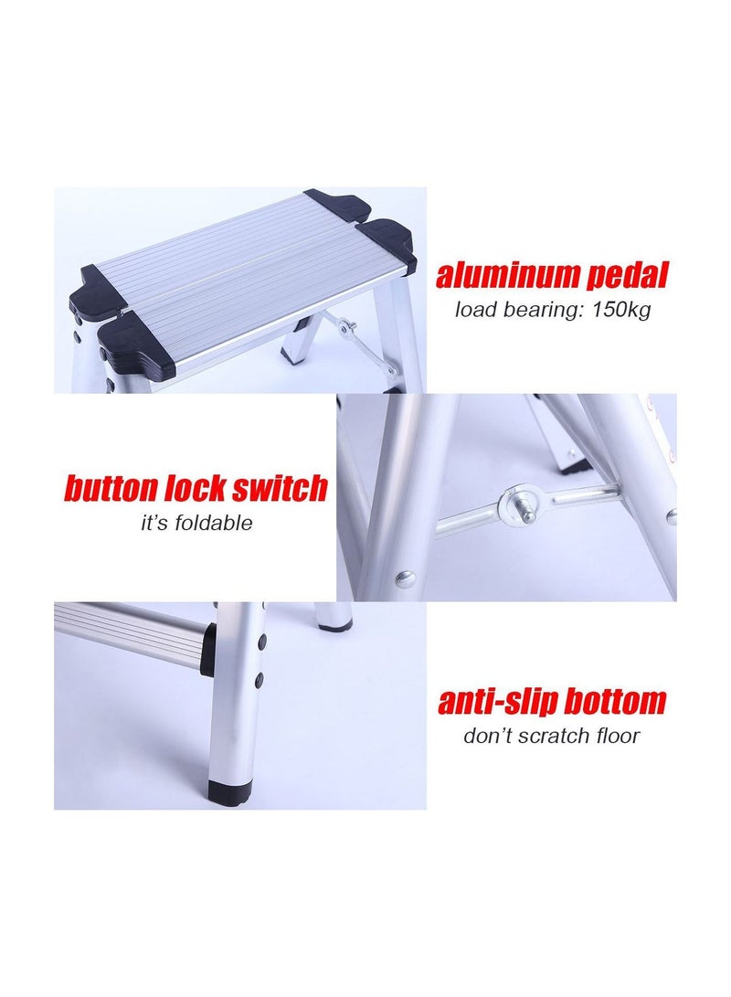 150KG Maximum Load 2 Step Stool Folding Ladder Anti Slip Safety Aluminum Platform