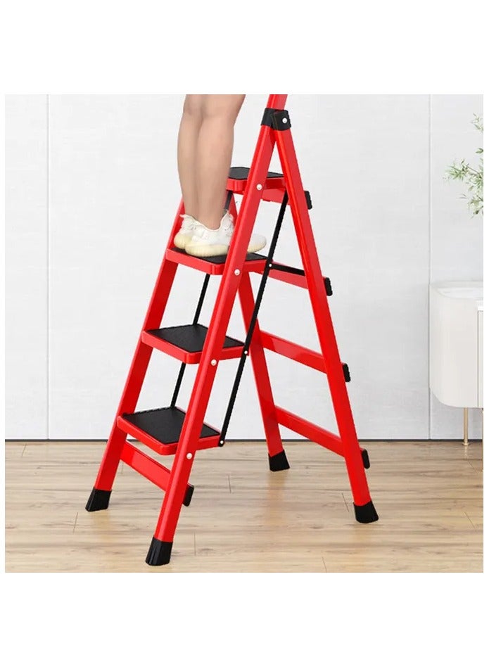 Red Four-Step Ladder Thickened Indoor Herringbone Ladder Ascending Ladder Household Step Ladder-Folding Design