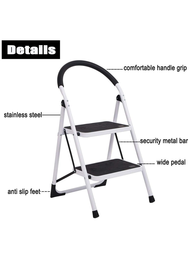 2 Step Ladder with Handgrip Folding Heavy Duty Step Stool for Home,Kitchen