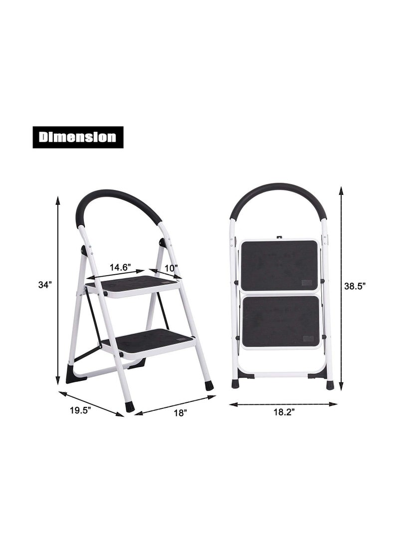 2 Step Ladder with Handgrip Folding Heavy Duty Step Stool for Home,Kitchen