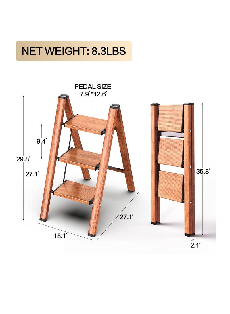 Aluminum ladder of 3 steps, foldable