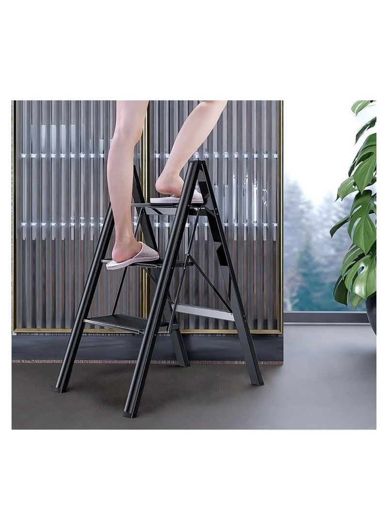 3 Step Ladder Folding Step Stool with Wide Anti-Slip Pedal 150kg Portable Ladders for Home and Office Use Kitchen (3 Step Ladder)