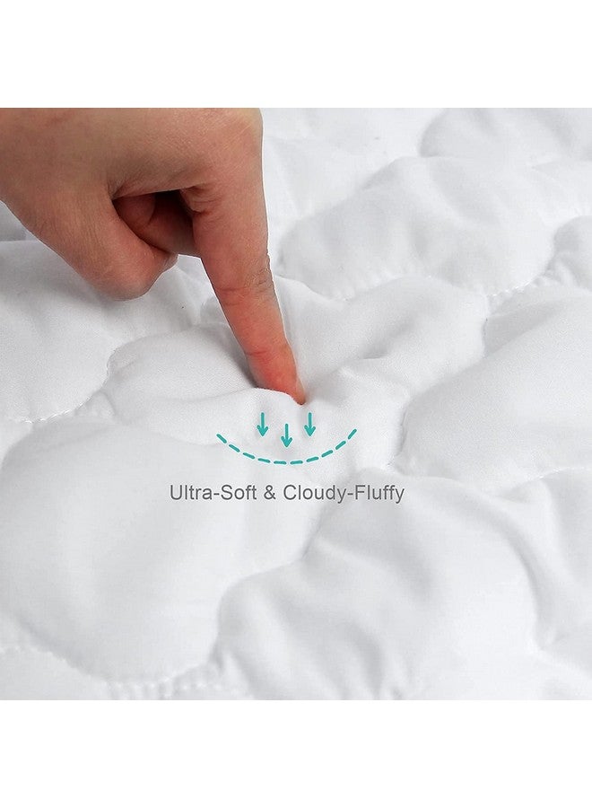 Crib Mattress Protector Waterproof & Noiseless Crib Mattress Pad Cover Skin Friendly & Breathable & Machine Wash 100% Absorbent Crib Toddler Mattress Protector (Quilted Improved Thickness)