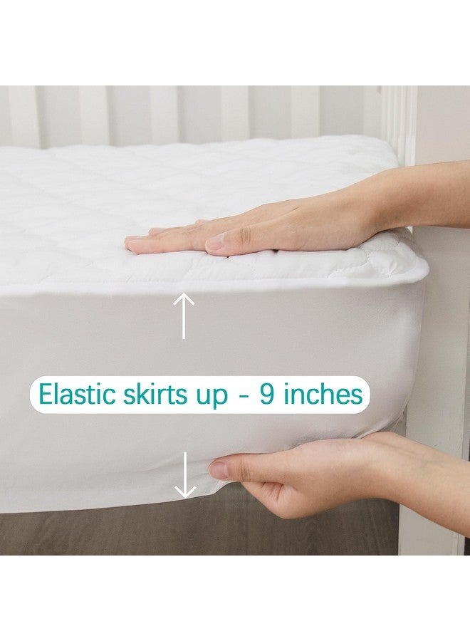 Crib Mattress Protector Waterproof & Noiseless Crib Mattress Pad Cover Skin Friendly & Breathable & Machine Wash 100% Absorbent Crib Toddler Mattress Protector (Quilted Improved Thickness)