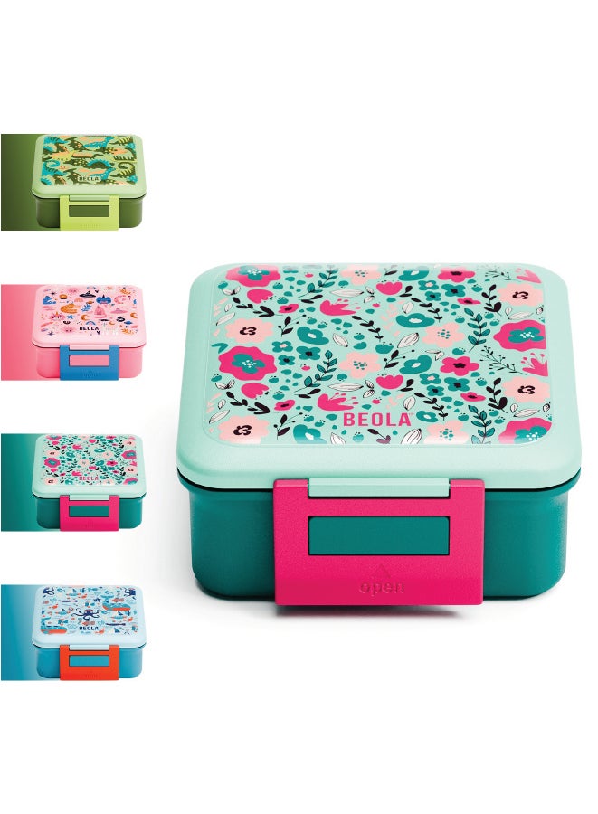 Lunch Box for Kids with Food Jar Inside, Multi Compartment Bento Lunch Box with 240ml Food Thermos and Ice Pack, Tiffin Box for Kids with Insulated Steel Jar, Lightweight BPA free(Ever Blooming)